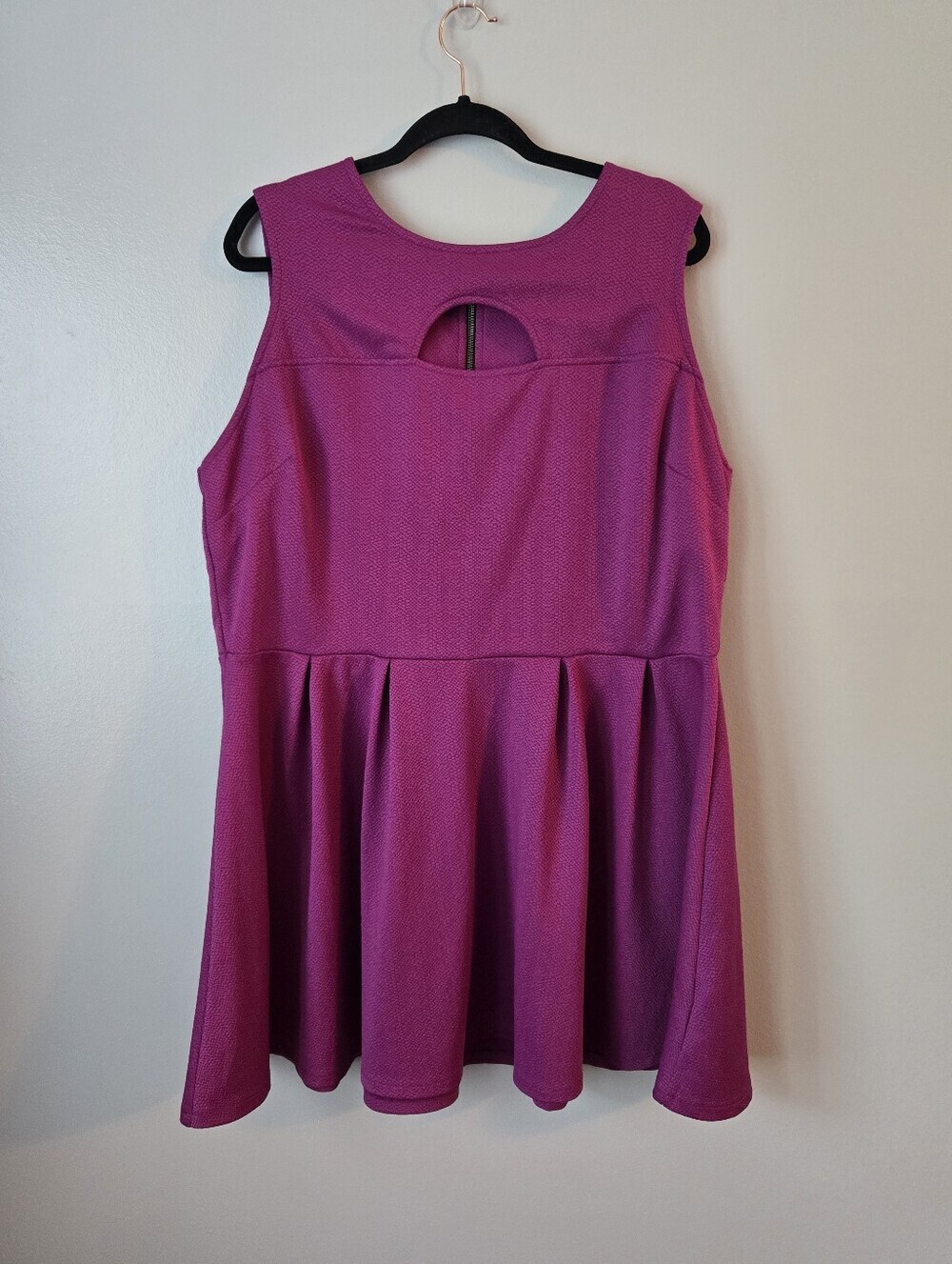 Bongo Plus Magenta Pink Fit Flare Dress Textured Cutout Exposed Zipper Mini 1X